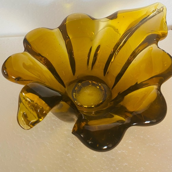 Art Glass Other - Vintage Mid Century Amber Swan Handblown Art Glass Dish/Bowl/Ashtray